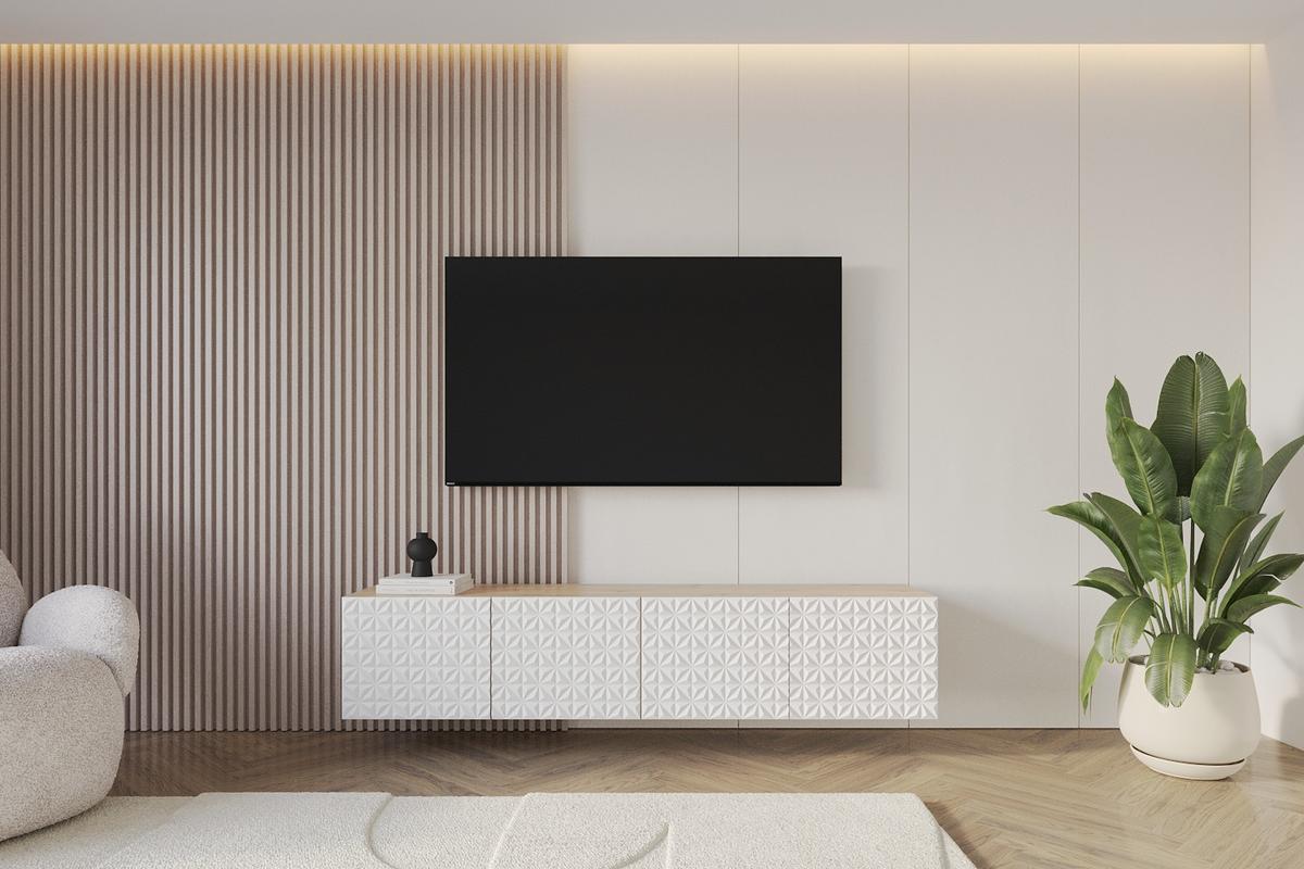 LOWBOARD VIRA-W 2x100x40x40 cm - Artisan / Weiß - Weiß, Holzwerkstoff (200/40/40cm) - ALTDECOR