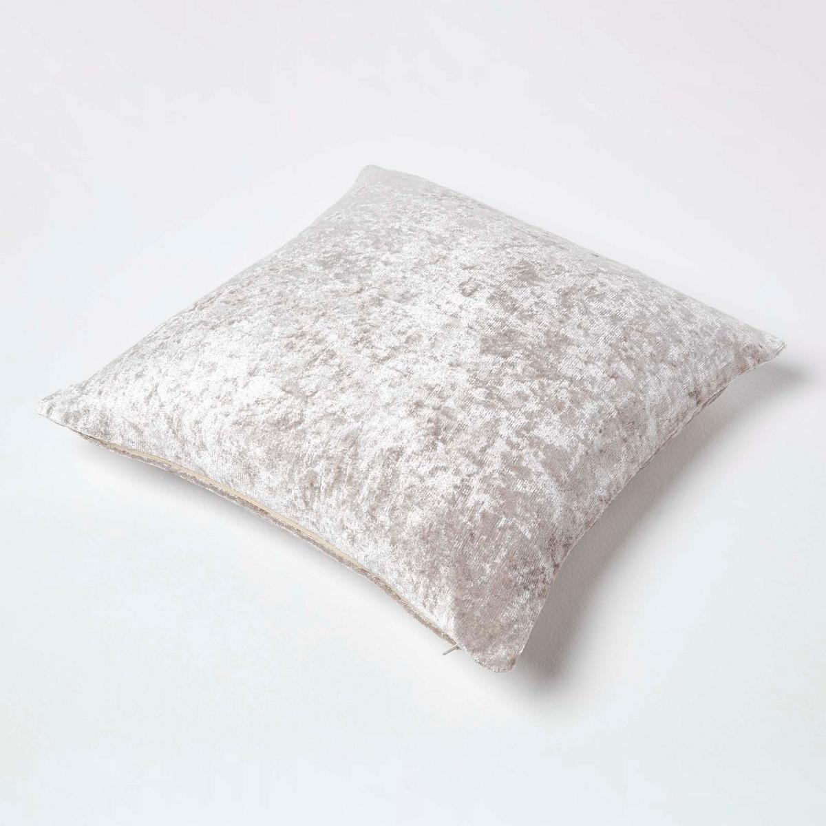 KISSENHÜLLE Pannesamt creme 45/45 cm - Creme, Textil (45/45cm) - Homescapes