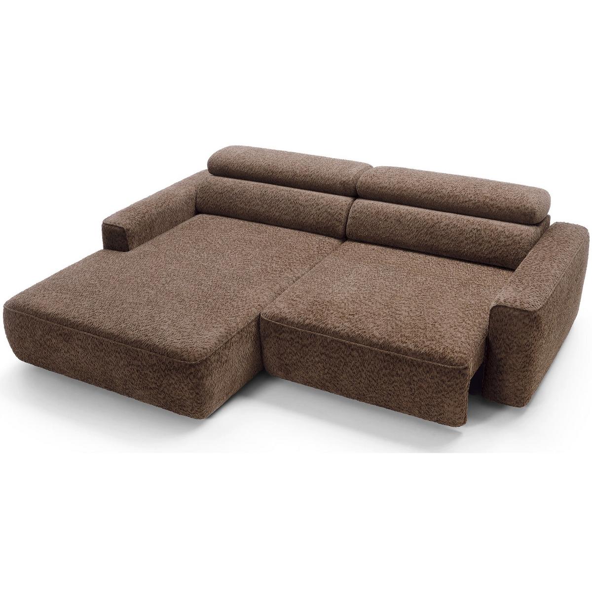 ECKSOFA Fando Hellbraun Chenille - Hellbraun/Schwarz, Kunststoff/Textil (252/182cm) - Selsey