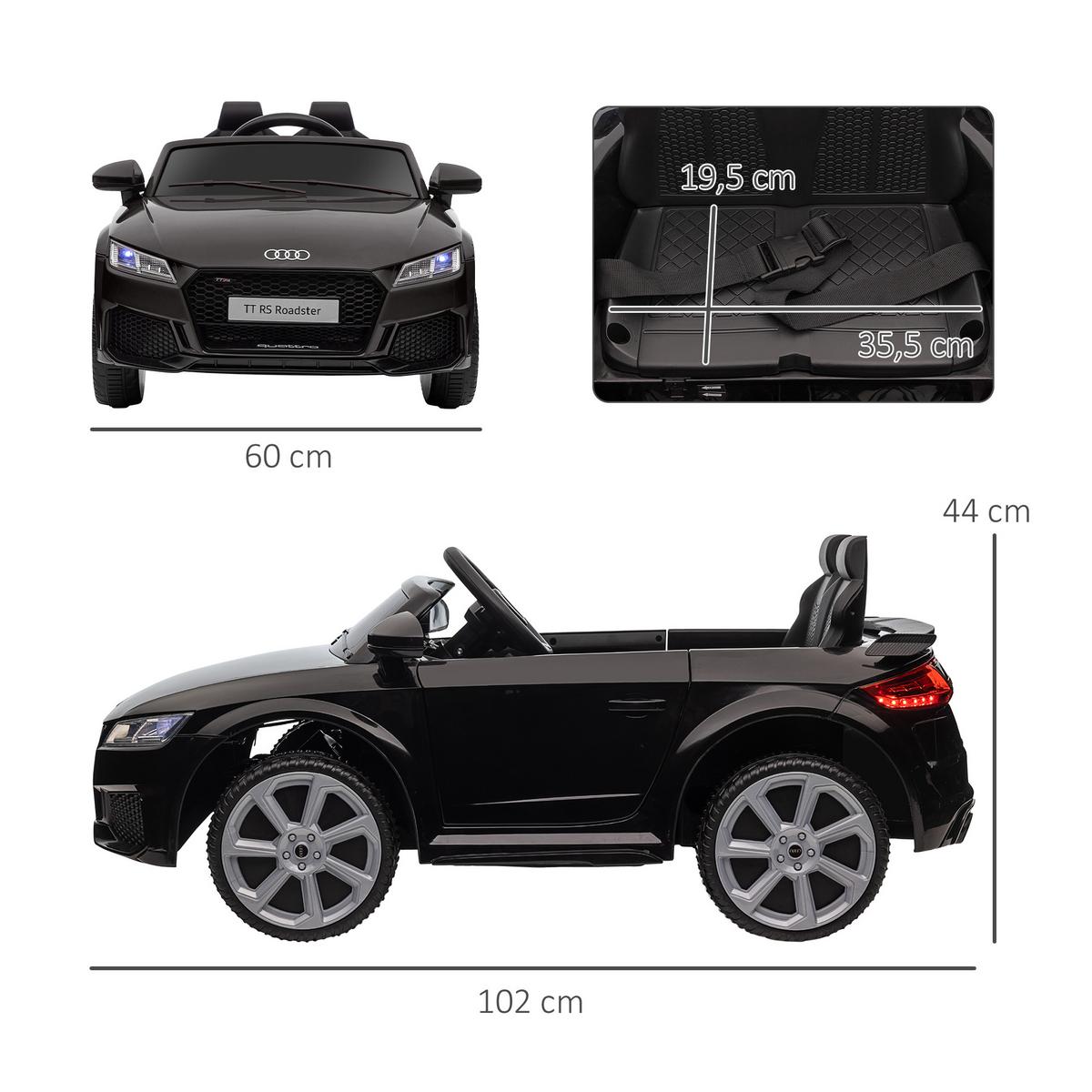 KINDER Elektroauto 12V Kinderauto mit 2,4G Fernbedienung, Musik, Schwarz - Schwarz, Metall (102/60/44cm) - HOMCOM