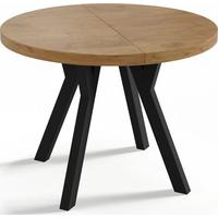 ESSTISCH Twixy runder ausziehbarer, Lancelot Eiche 100-200/100/76 cm - Eichefarben/Schwarz, Holz/Holzwerkstoff (100/200/76cm) - WFL GROUP