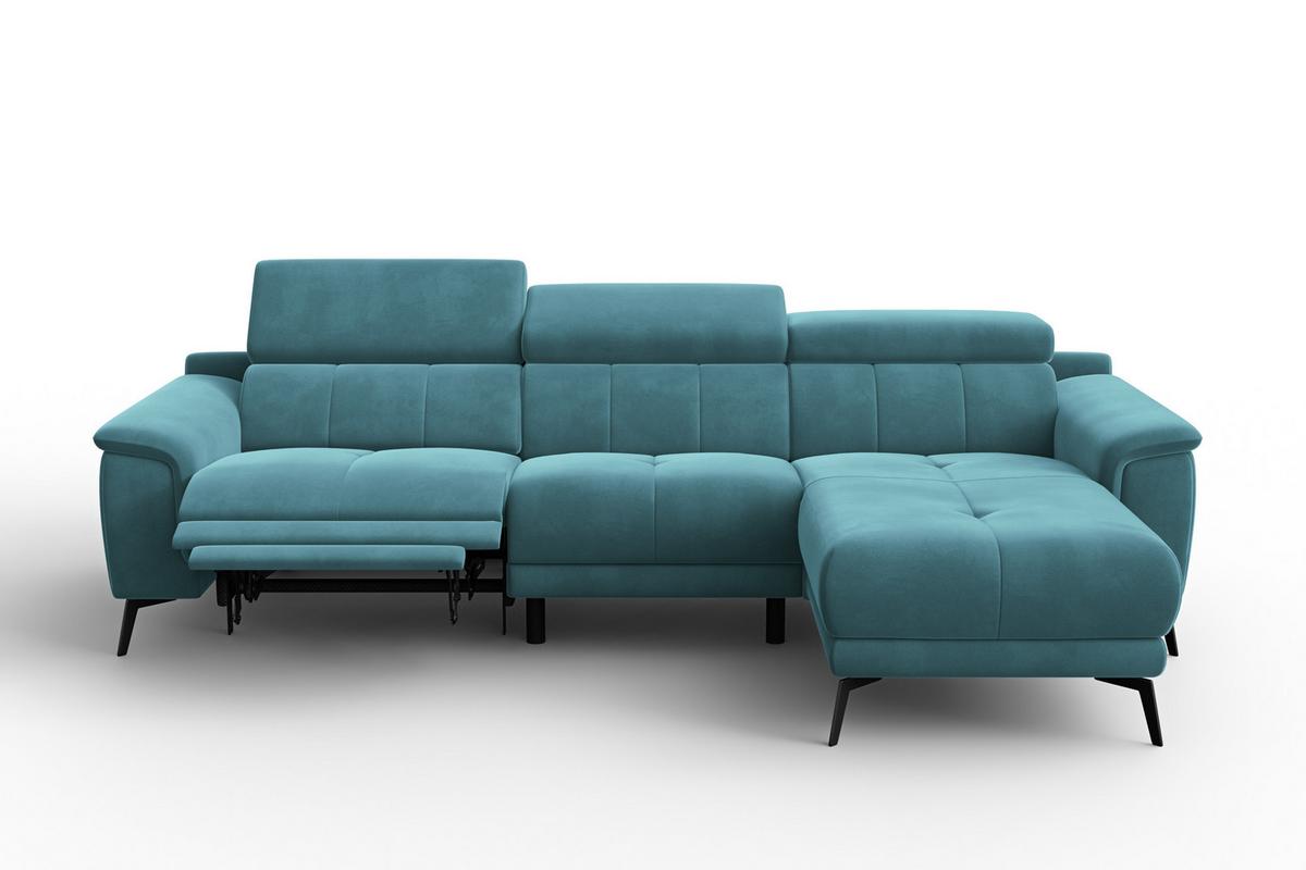 ECKSOFA FIERO 4-Sitzer RECHTS, Minter Veloursstoff - Schwarz/Mintgrün, Holz/Textil (288/170cm) - Courtois Laville