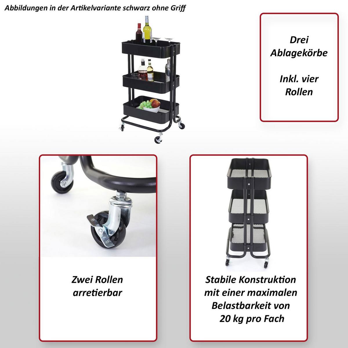 SERVIERWAGEN OHNE GRIFF Schwarz - Schwarz, Metall (44/79/37cm) - MCW