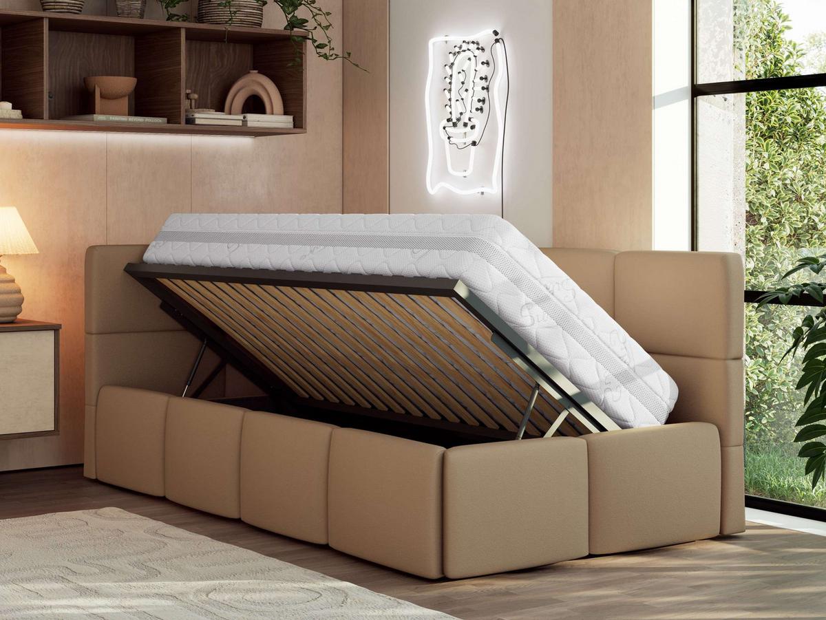 JUGENDBETT ARVO 90/200 - Braun Kunstleder - ohne Matratze - Links Seite - Braun, Textil (90/200cm) - MKS
