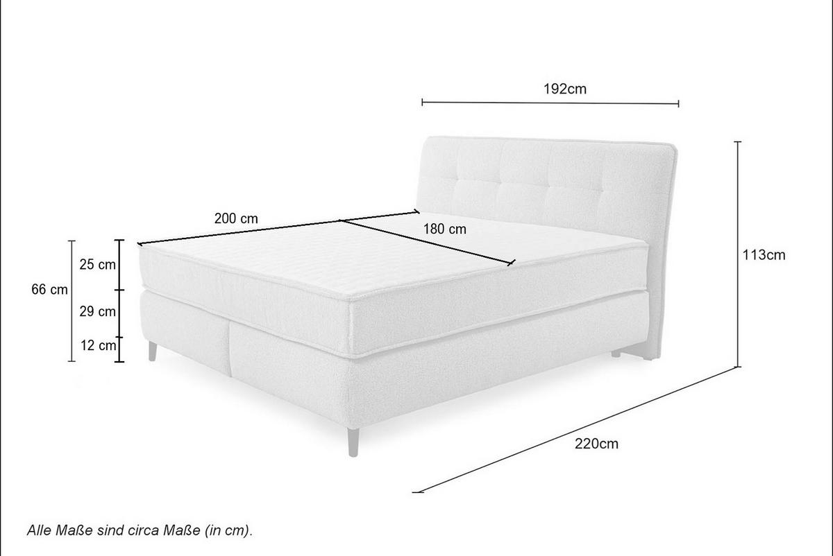 BOXSPRINGBETT 180x200 cm, extradicke 7-Zonen-Tonnentaschen-Federkern-Wendematratzen H3/H4, Bonell-Federkern, Flachgewebe Beige Grau / 20024 - Greige/Schwarz, Textil/Metall (180/200cm) - luma-home