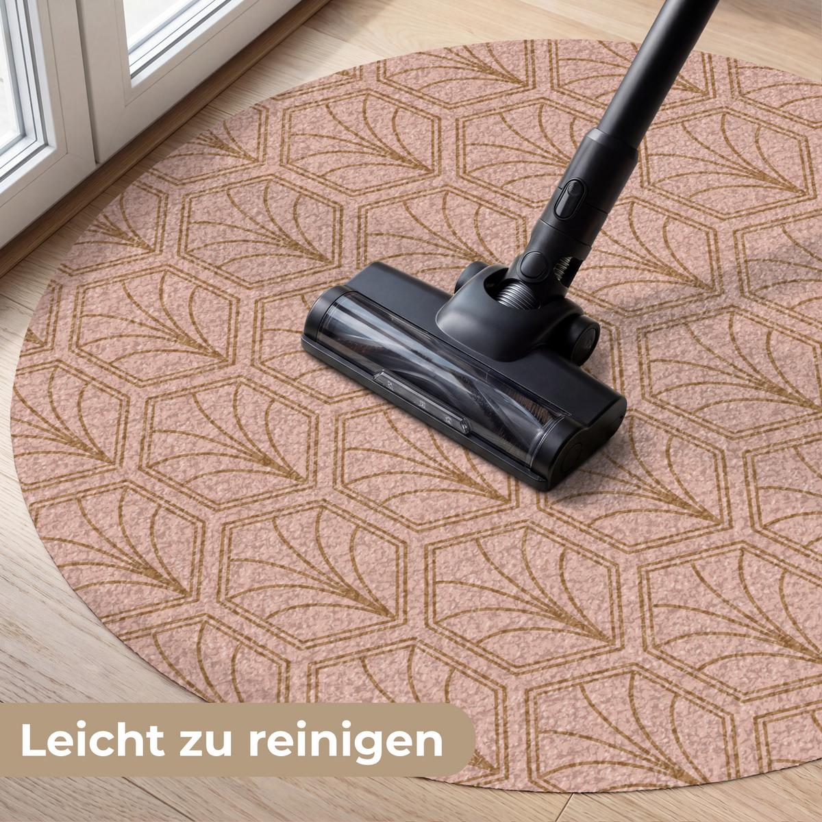 FUSSMATTE Lachsrosa - Muster - Geometrisch Schmutzfangmatte 90x90 cm - Altrosa, Kunststoff (90/0.4cm) - MuchoWow