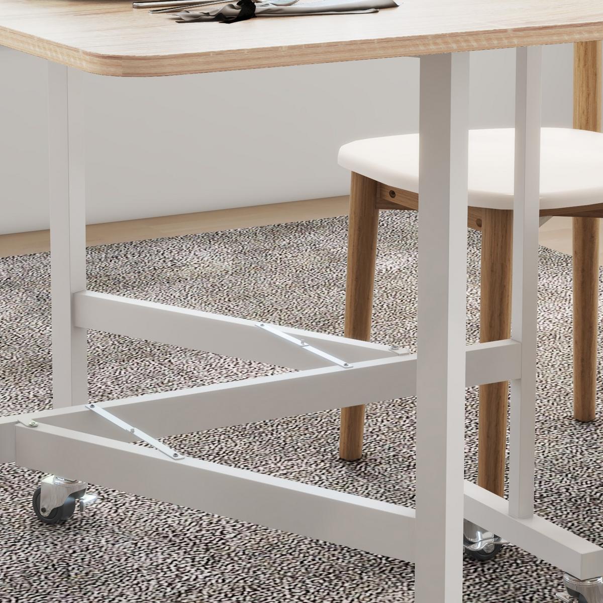 ESSTISCH, Küchentisch mit Rollen, Klapptisch für 4-6 Personen, für Küche, Eiche - Eichefarben/Schwarz, Holzwerkstoff/Metall (120/80/73cm) - HOMCOM