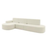 ECKSOFA mit Schlaffunktion Ottomane Links MARI L2-S 368X167X85 Beige Bouclé - Beige/Schwarz, Holzwerkstoff/Kunststoff (368/167cm) - ALTDECOR
