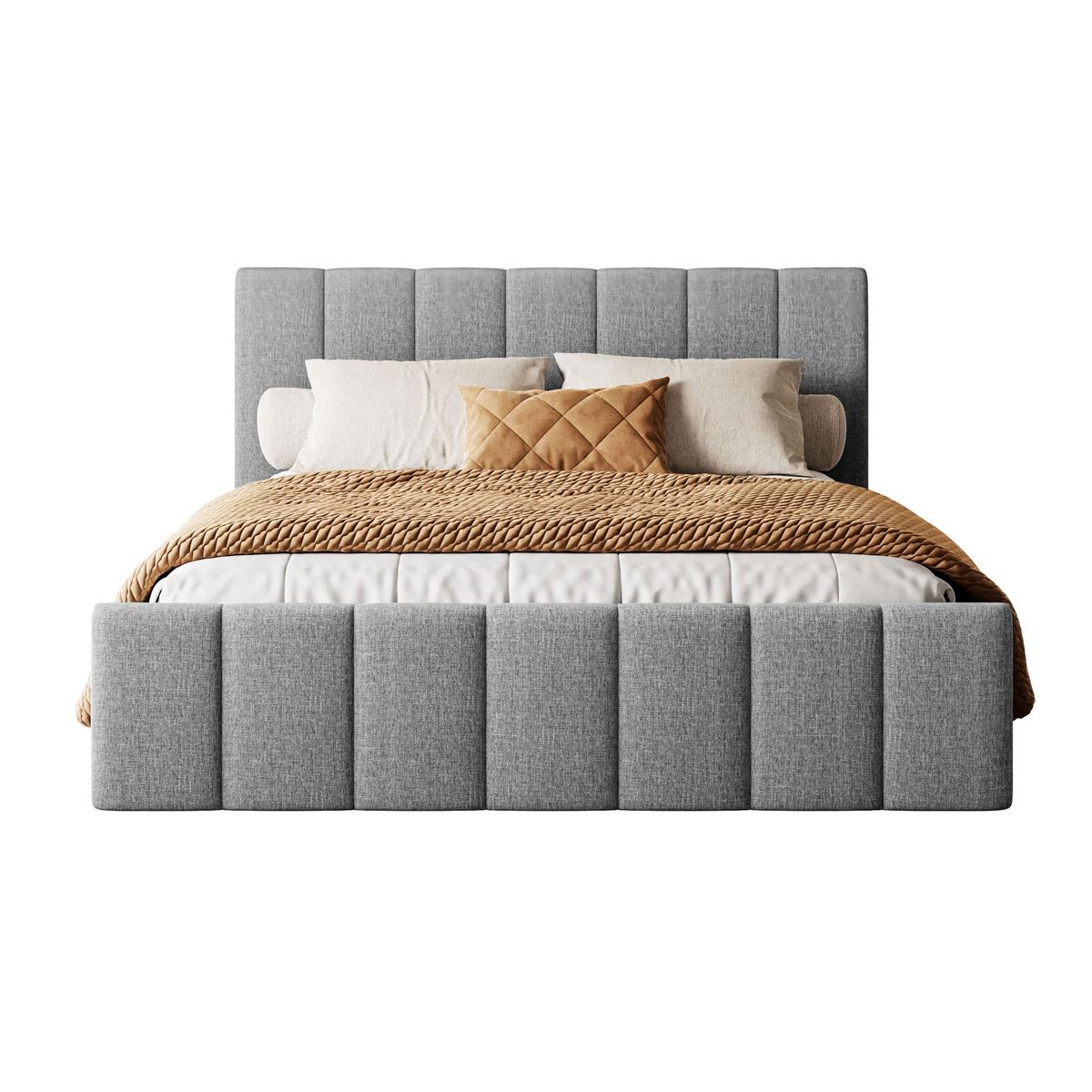POLSTERBETT ELISE 120x200 cm Inari 91, Kopfteil 95 cm, 34 Holzlatten - Grau, Textil (120/200cm) - Lookway