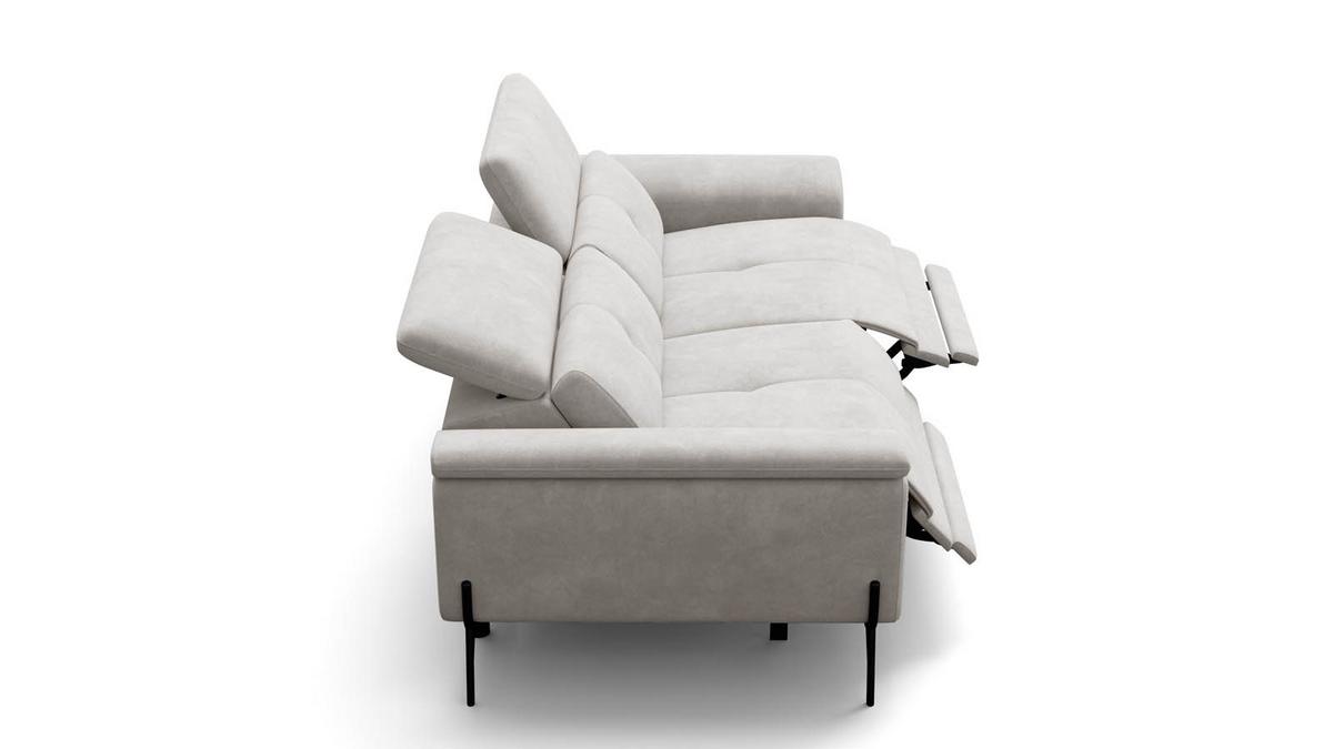 SOFA RELAX AVENA 3-Sitzer, beiger Veloursstoff - Beige/Schwarz, Holz/Textil (204/80/108cm) - Courtois Laville