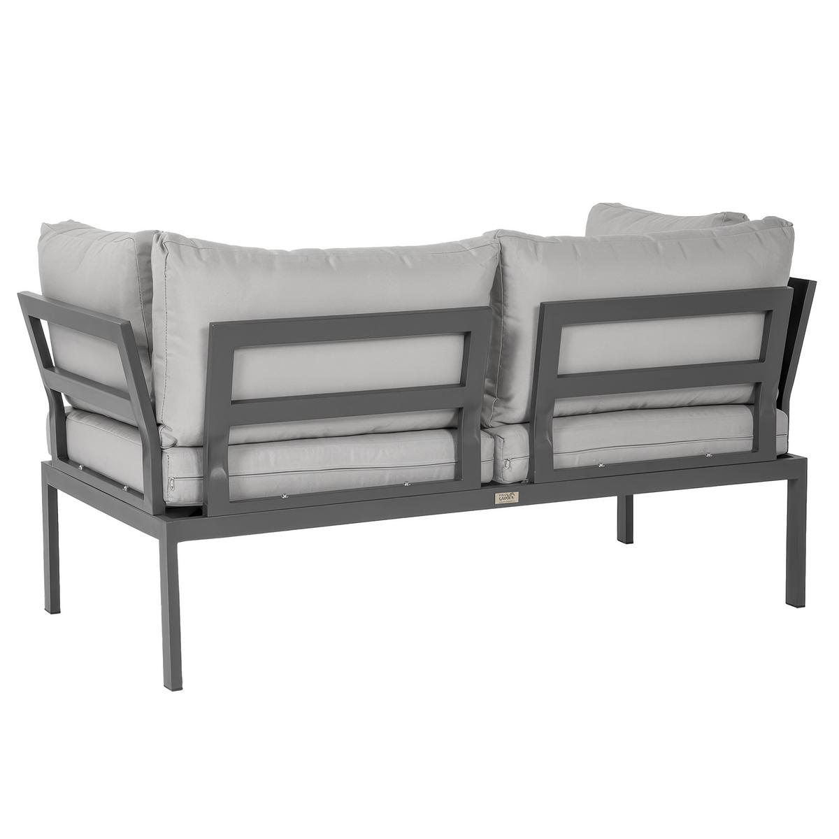 GARTENSET Santorini modulares Ecksofa mit Couchtisch, verzinkter Stahl, für 2 Personen - Hellgrau, Metall - Beautysofa