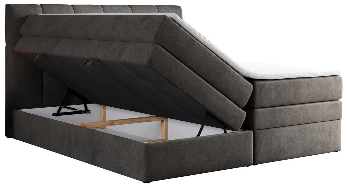 BOXSPRINGBETT ALVIN KING 160/200 Dunkelgrau Velvet - H3 - Dunkelgrau, Holz/Textil (160/200cm) - MKS