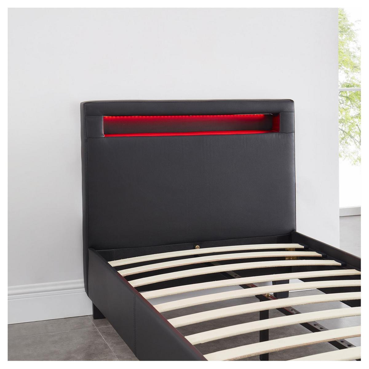 POLSTERBETT MIT LED MANDALAY 90X200 CM - Schwarz, Textil (90/200cm) - CARO-Möbel