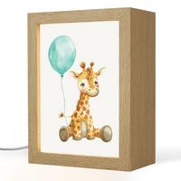 NACHTTISCHLAMPE Giraffe - Baby - Tiere - Blauer Ballon 15x20 cm - Weiß, Holzwerkstoff (8/15/20cm) - OnlyWow