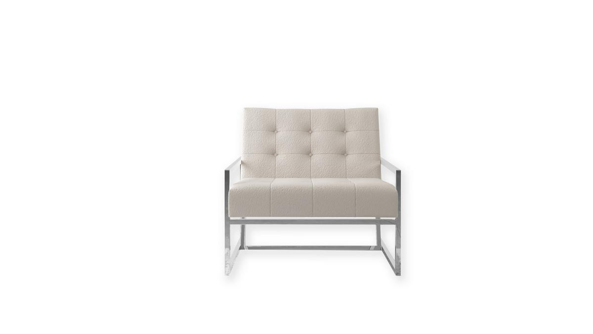LOUNGESESSEL Duban Beige Bouclé-Stoff - Beige/Silberfarben, Holz/Textil (84/81/89cm) - S-Style Möbel