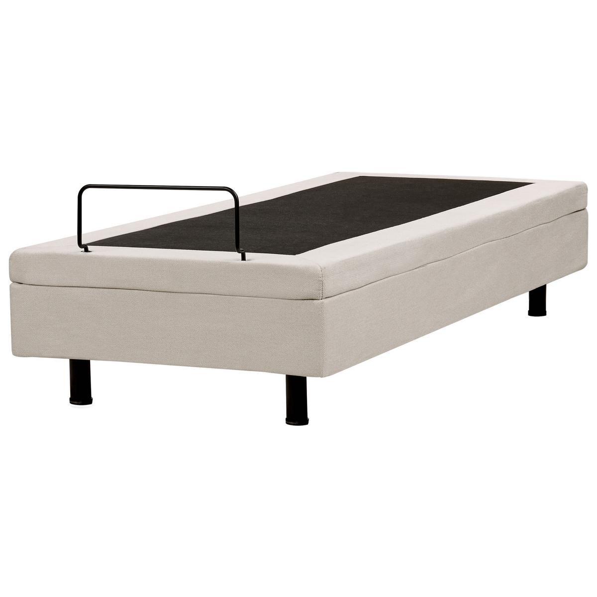 POLSTERBETT Verstellbar 80/200 cm Hellbeige Duke II - Beige/Schwarz, Textil (80/200cm) - Beliani