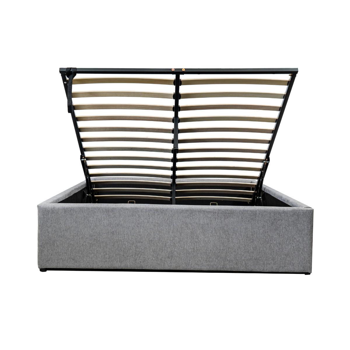 BETTKASTEN 140x190 cm mit grauem stoff - alba - Grau, Holz (190/140cm) - Calicosy