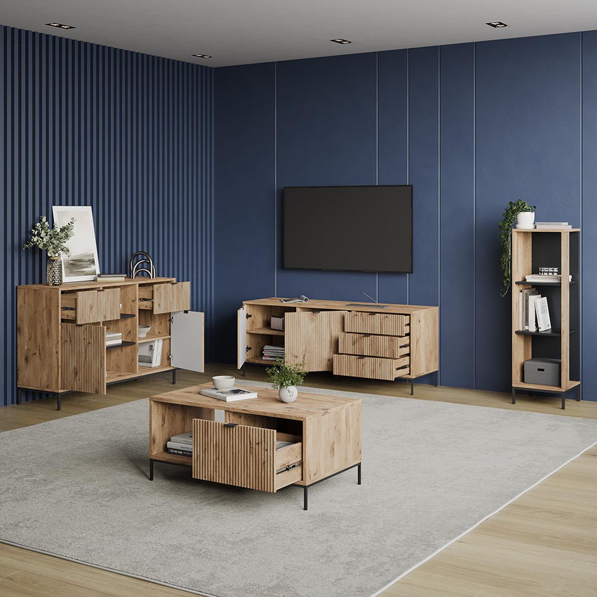 BÜCHERREGAL Aterno Viking Oak mit 3 Fächern - Eichefarben, Holzwerkstoff (36/120/36cm) - Livinity®
