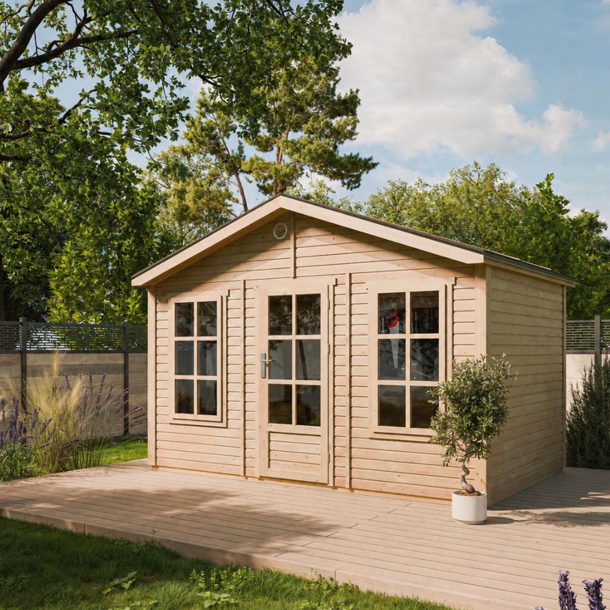 GARTENHAUS HOLZ M734 370 x 240 cm - Naturfarben, Holz (382/267/276cm) - Timbela