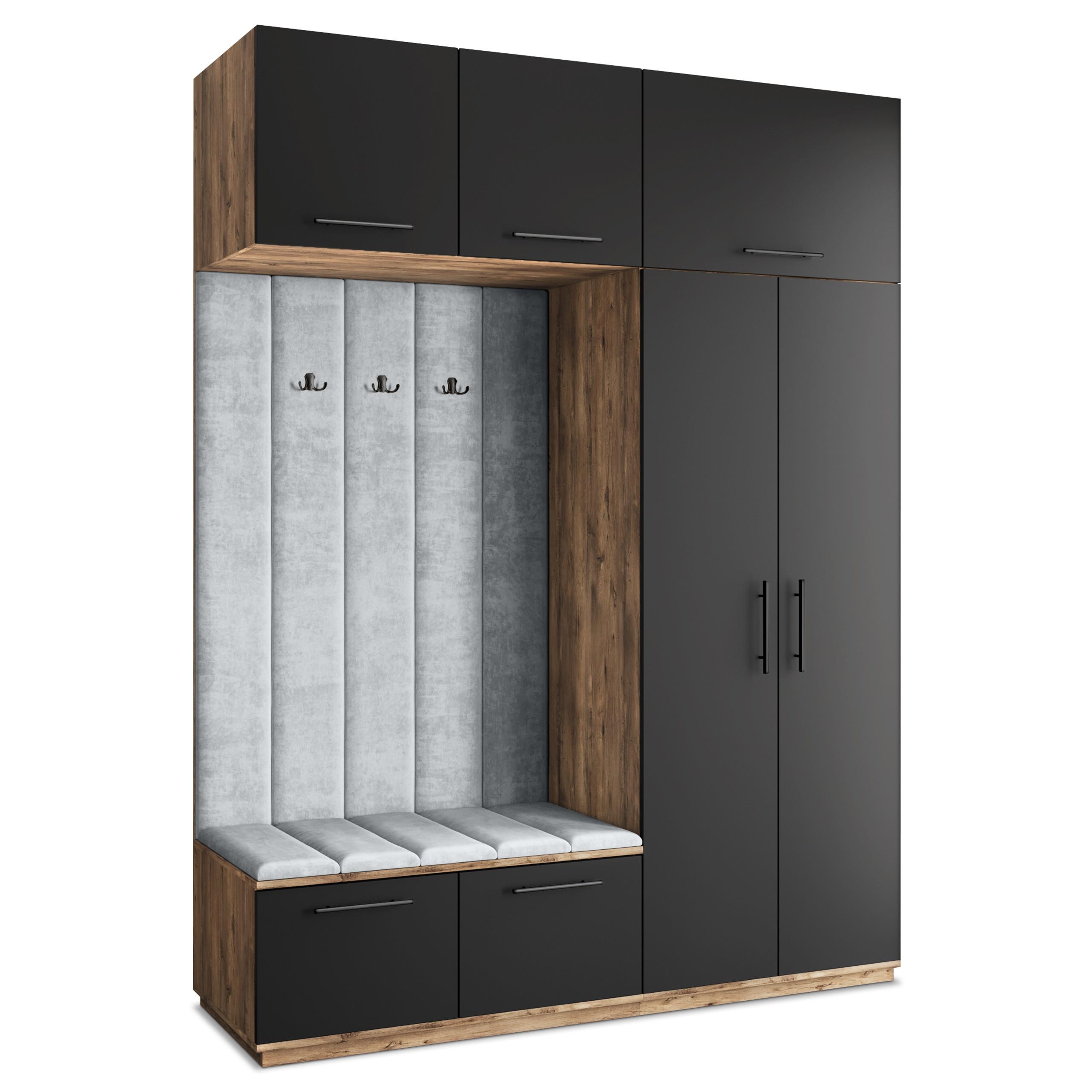GARDEROBENSCHRANK REMA 180/240/60 cm Modern Eichefarben - Eichefarben/Hellgrau, Holzwerkstoff (180/240/60cm) - MASSENO