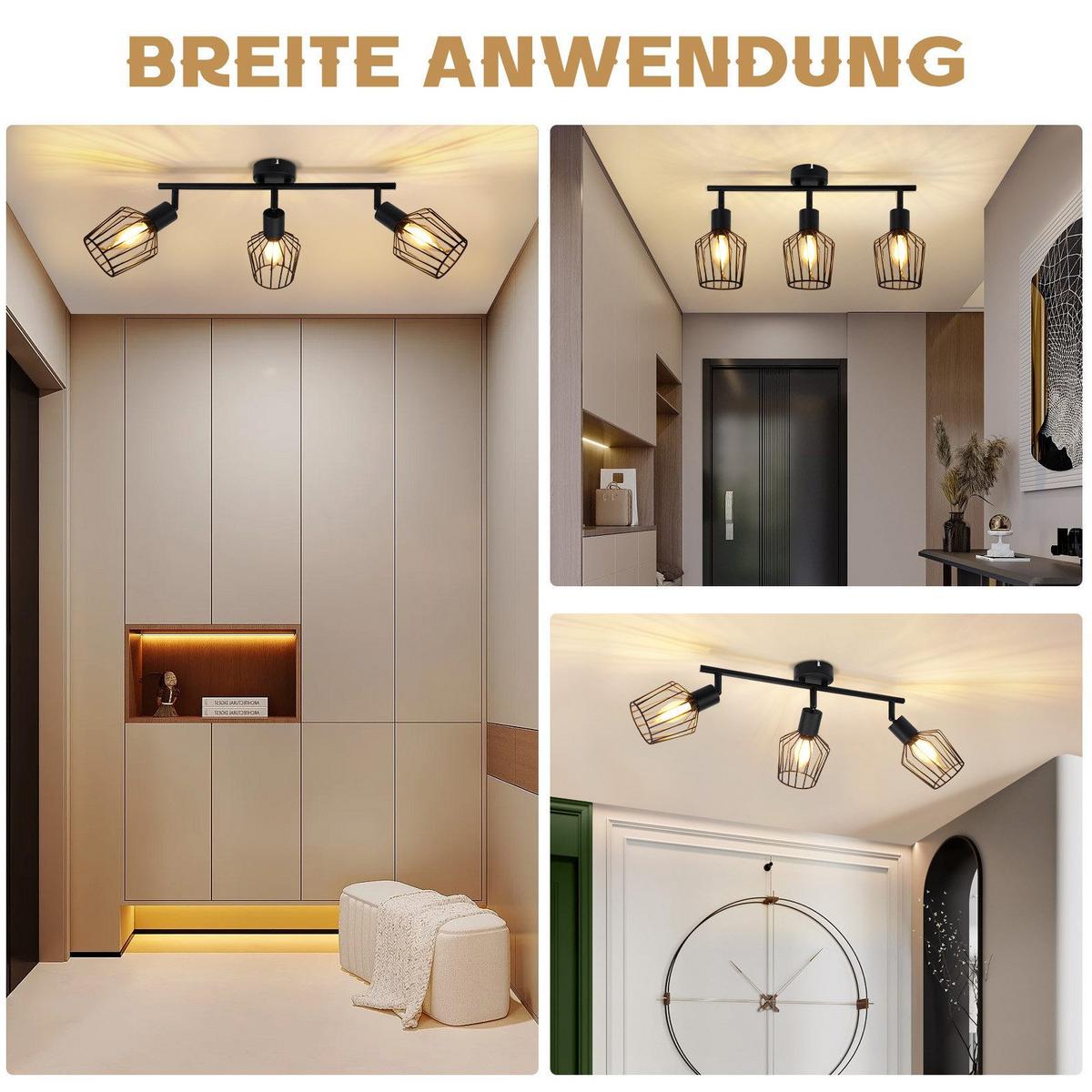 DECKENSTRAHLER Franziska 3-flammig 46/10/10 cm - Schwarz, Metall (46/10/10cm) - Nettlife