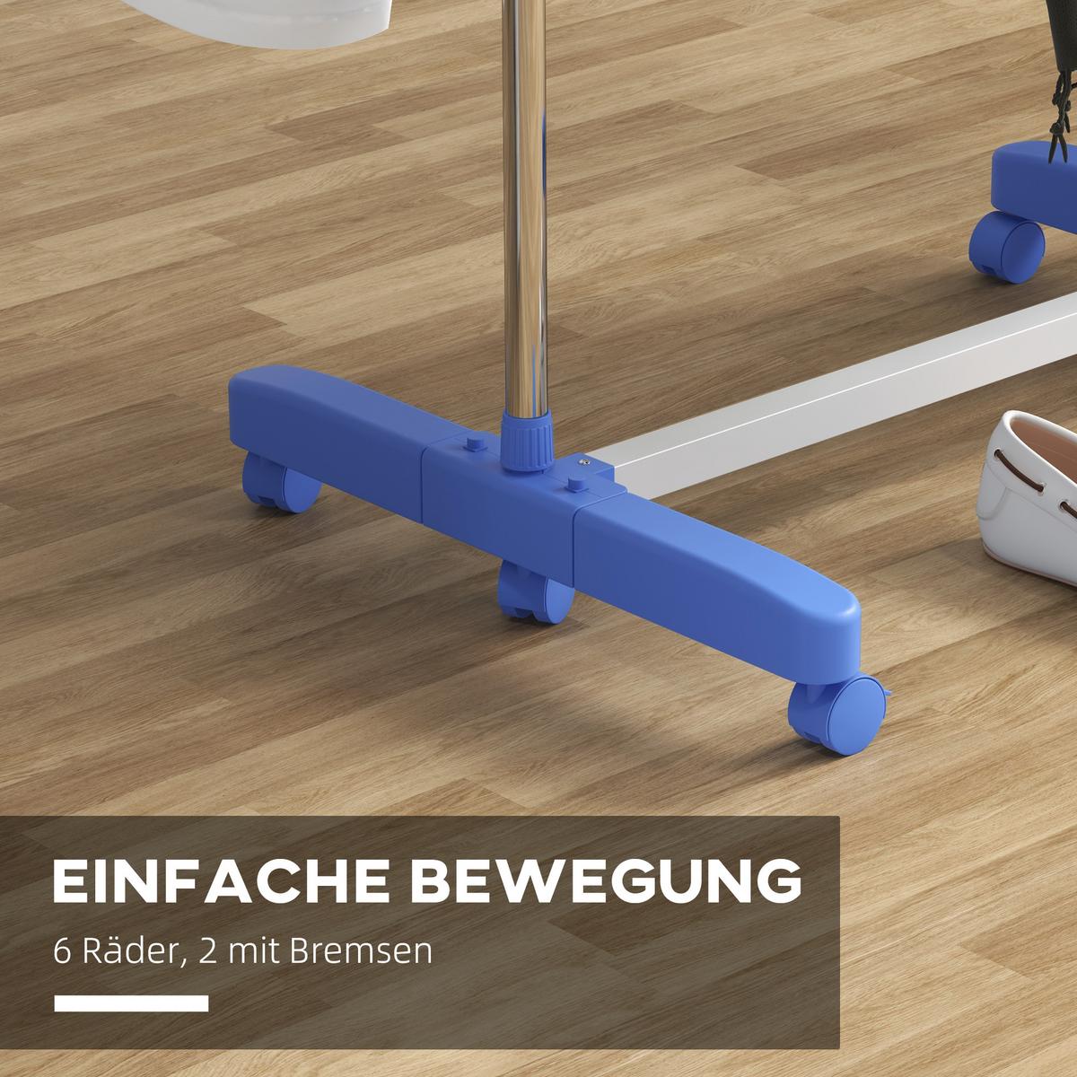 WÄSCHESTÄNDER Edelstahl ABS Blau - Blau/Weiß, Kunststoff/Metall (55/172/142cm) - HOMCOM