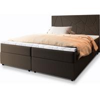 BOXBETT MADO 200x200 cm mit Matratze und Topper, H2+H3 - Braun - Braun, Holz (200/200cm) - MASSENO