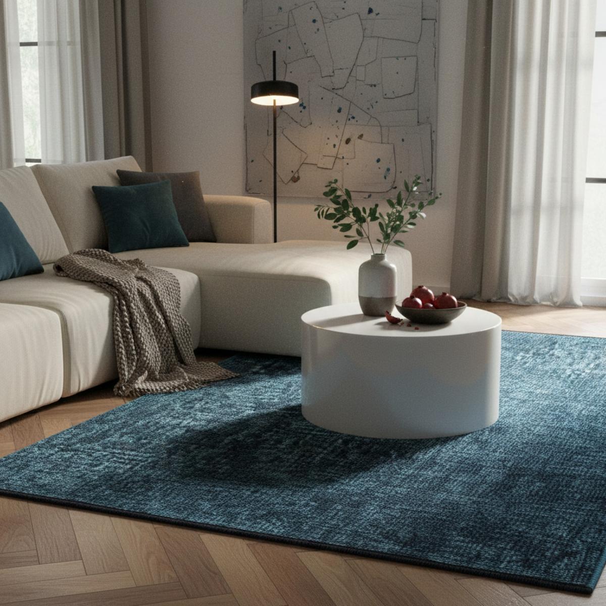 TEPPICH aus Baumwolle Waschbar KOFEL in Blau, einfarbig, 80 x 150 cm - Blau, Textil (150/80cm) - KADIMA DESIGN