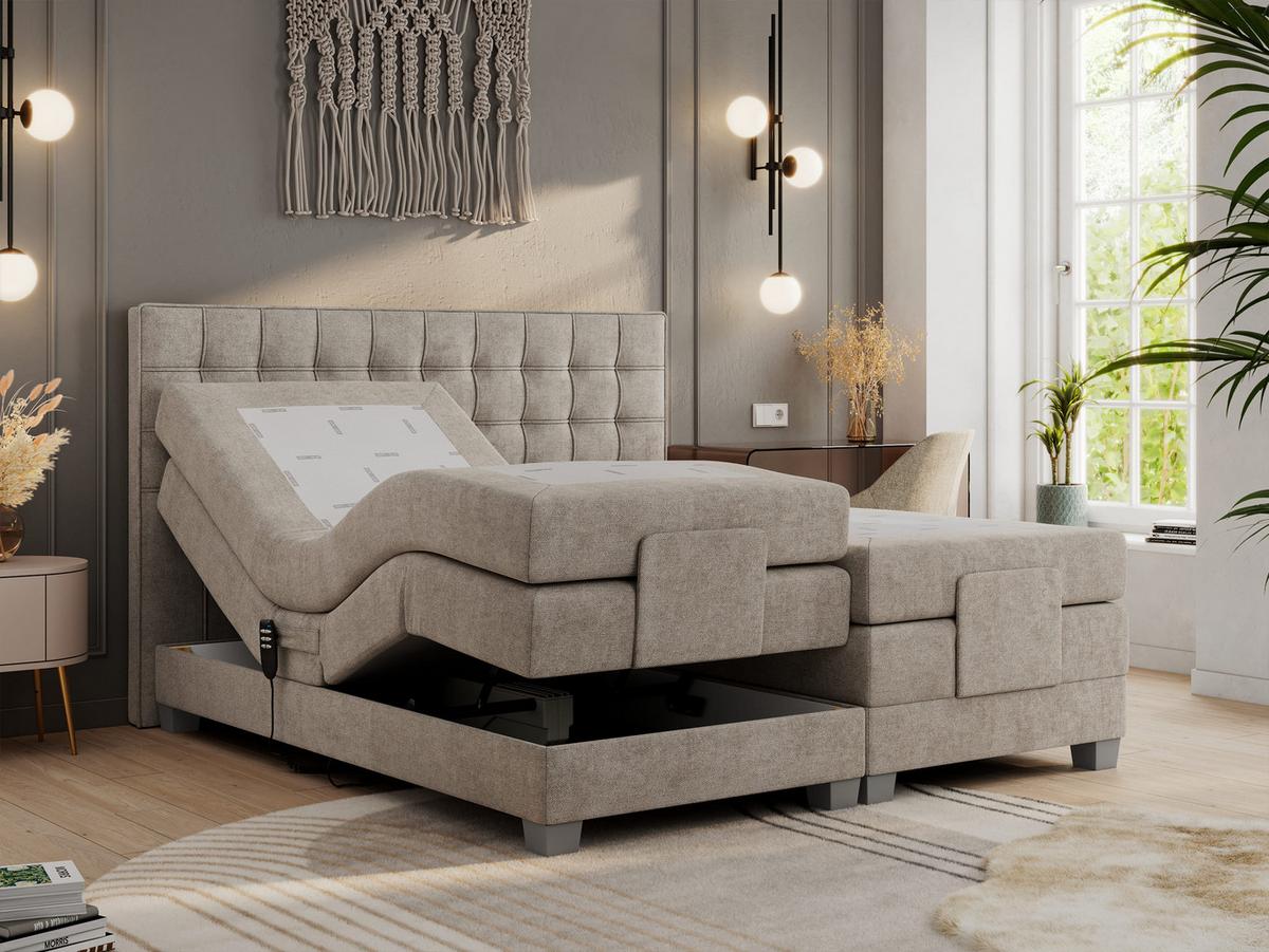 BOXBETT ELEKTRO 140/200 Beige Struktur - H4 - Beige, Holz/Textil (140/200cm) - MKS