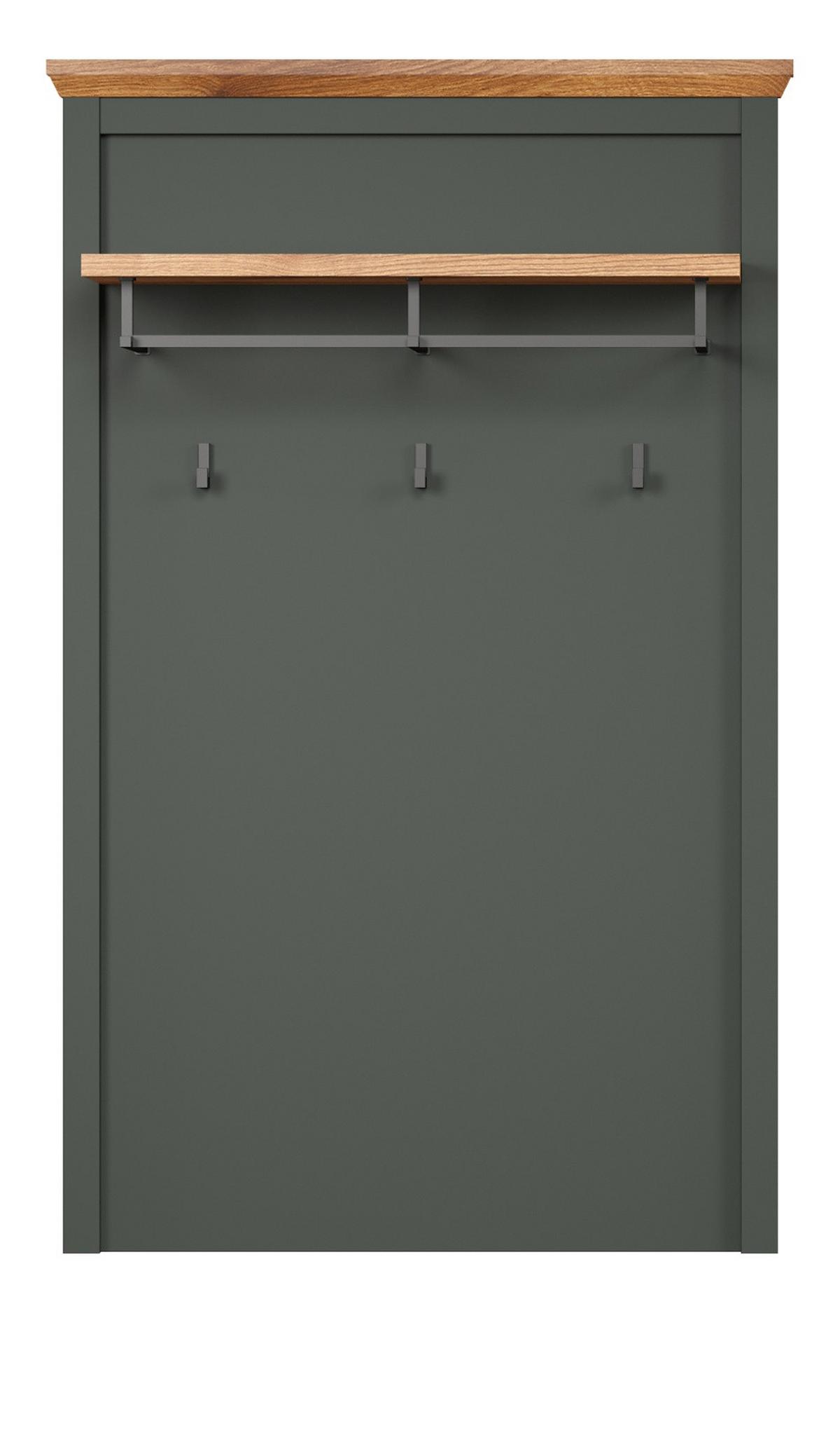 GARDEROBENPANEEL grün, Evoke Eiche 77 x 123 cm, Wandgarderobe im Landhaus-Stil - Eichefarben/Grün, Holzwerkstoff (28/123/77cm) - Top.Furn