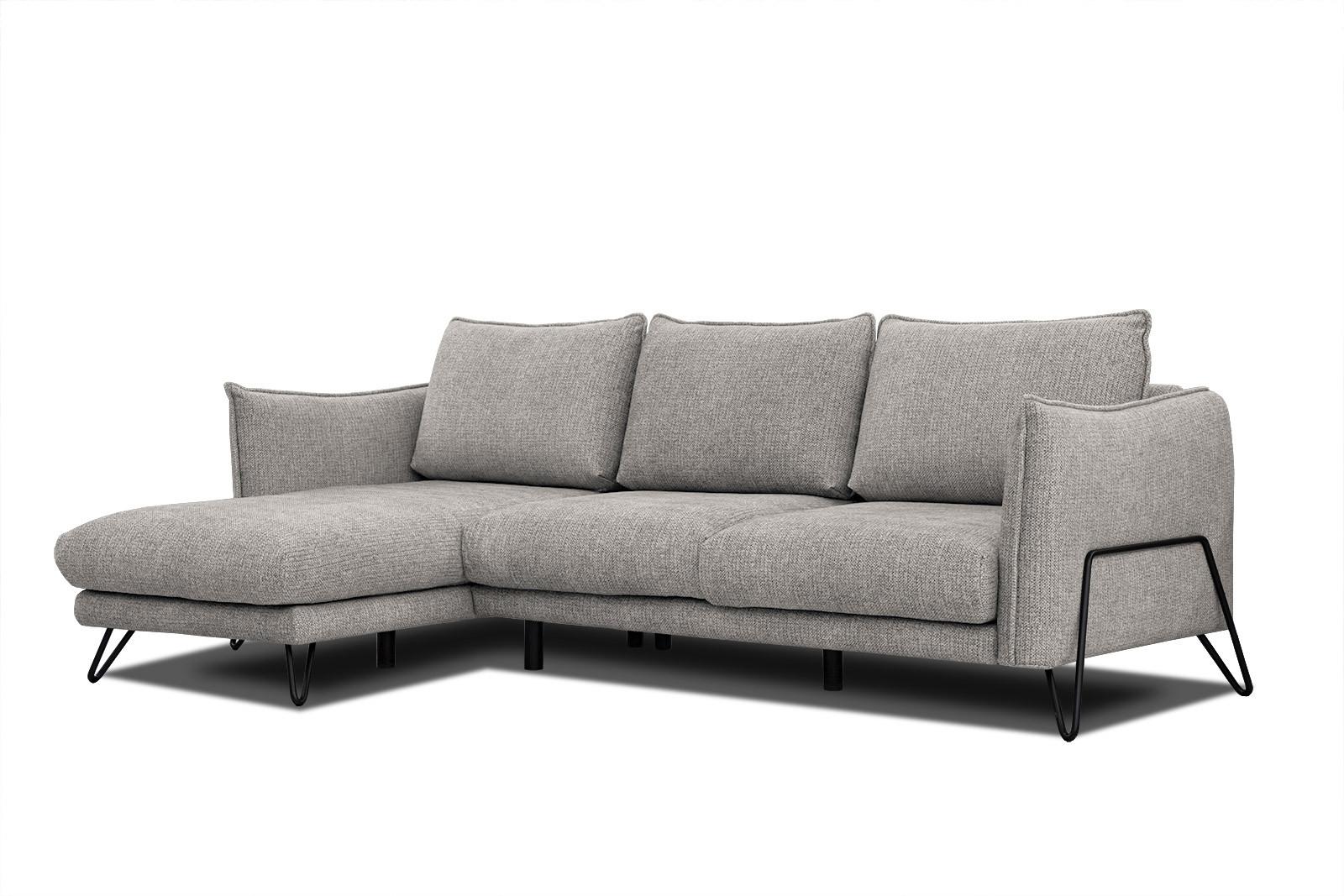 ECKSOFA HOSTEN 4-Sitzer, platinfarben - Platinfarben/Schwarz, Holzwerkstoff/Textil (158/269cm) - Wozimo