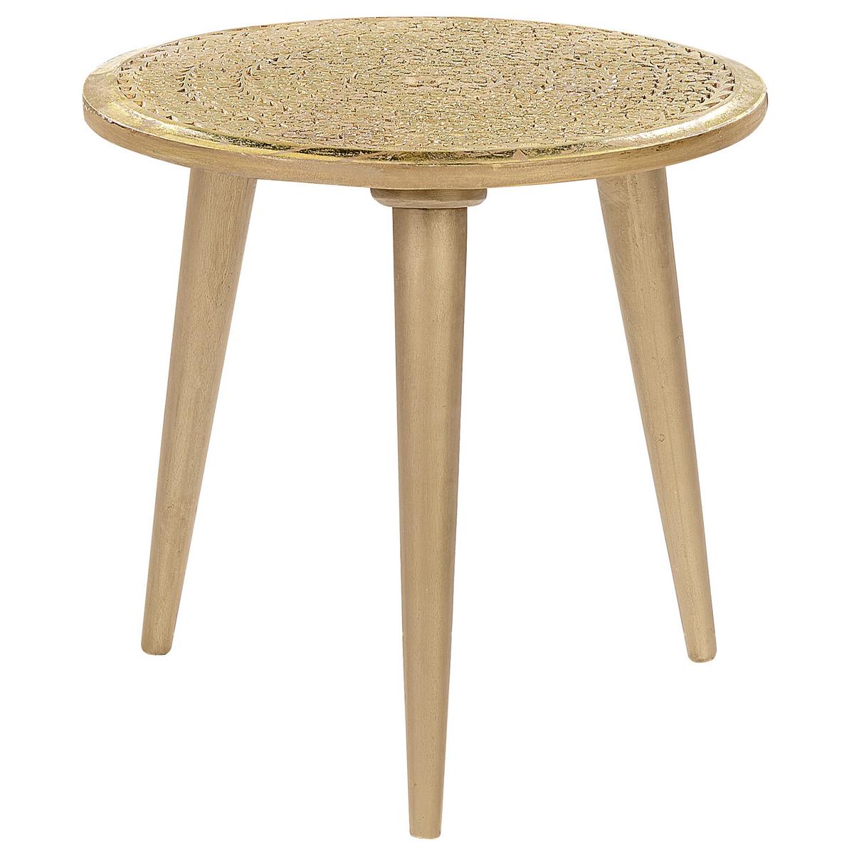 BEISTELLTISCH 2er-Set Rund Gold Narra - Goldfarben, Holz (46/36/45cm) - Beliani