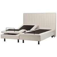 BETT verstellbar 180/200 cm Stoff Hellbeige Castellan - Beige, Textil (180/200cm) - Beliani
