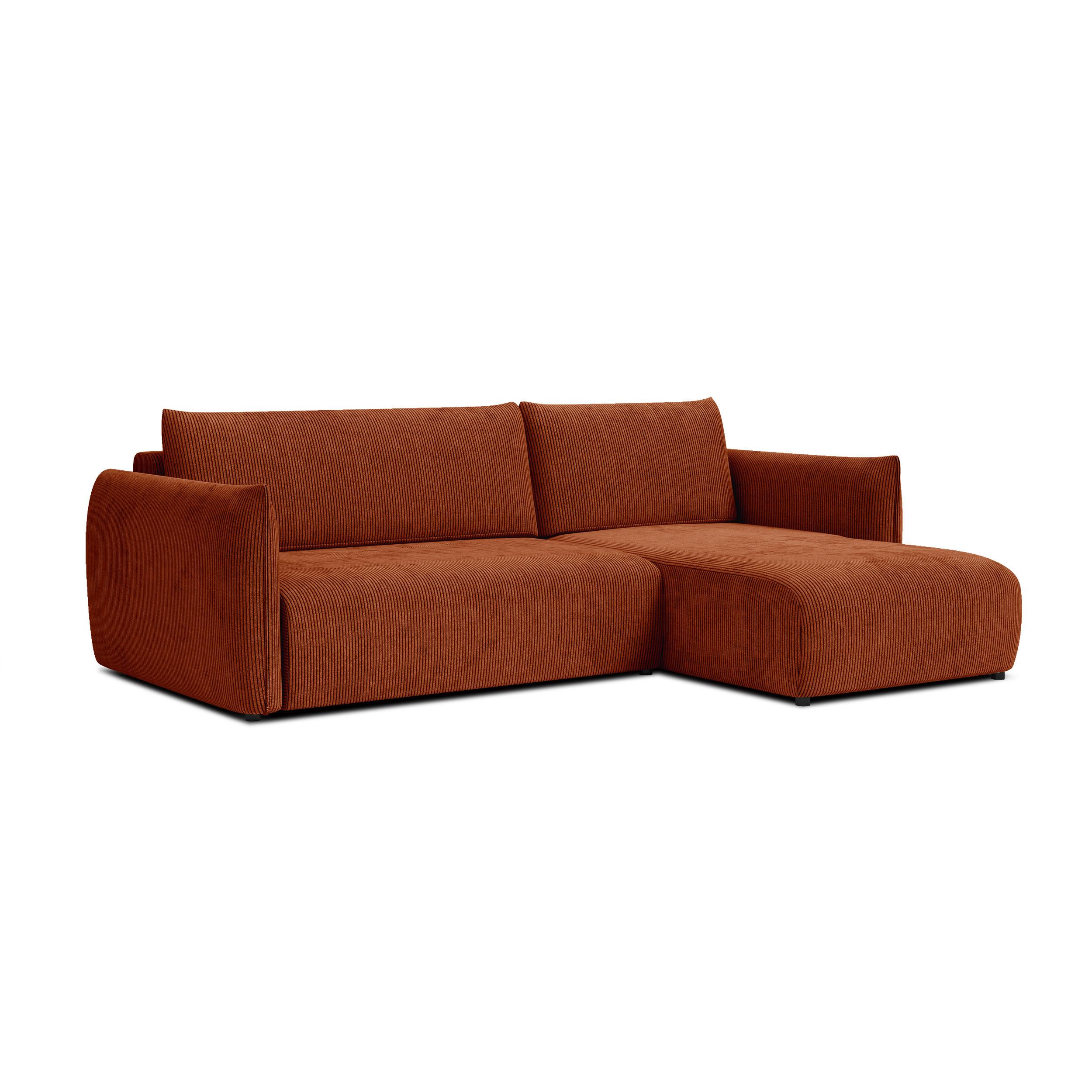 ECKSOFA TAUER 3-Sitzer links, orange - Schwarz/Orange, Holz/Textil (248/173cm) - Wozimo