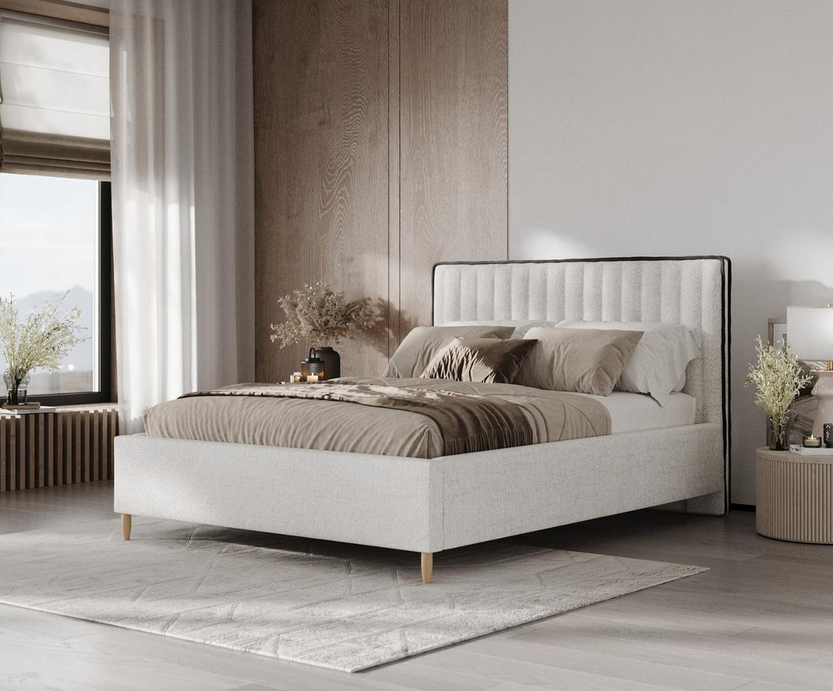 POLSTERBETT Aria 140/200 cm Creme im Neve Stoff - Creme/Naturfarben, Holz/Holzwerkstoff (140/200cm) - AltaBeds