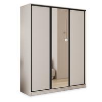 SCHWEBETÜRENSCHRANK TARI 160/205/58 cm 3-türig mit Spiegel und 4 Schubladen Kaschmir - Kaschmir, Holzwerkstoff (160/205/58cm) - MASSENO