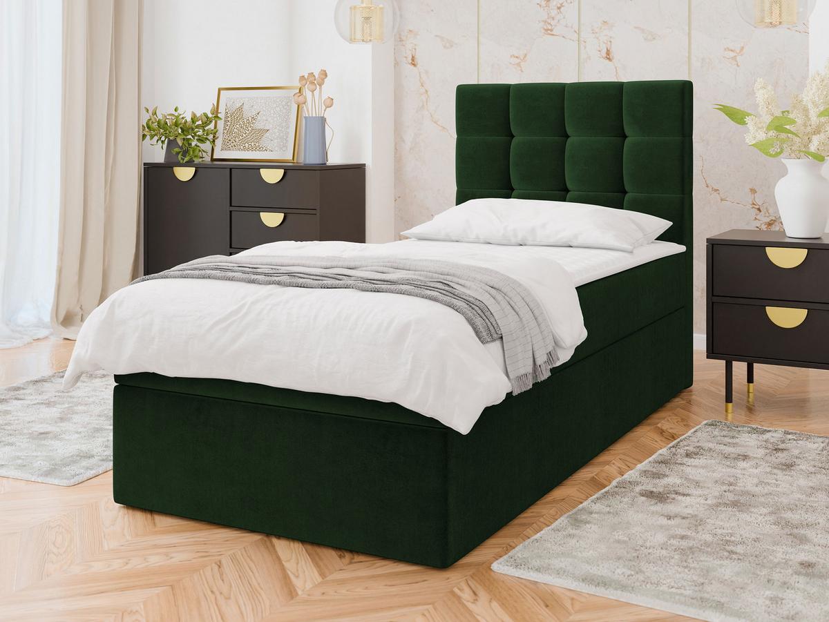 BOXBETT Luanda Single - H3 - Schwarz/Grün, Holz/Kunststoff (90/200cm) - MIRJAN24