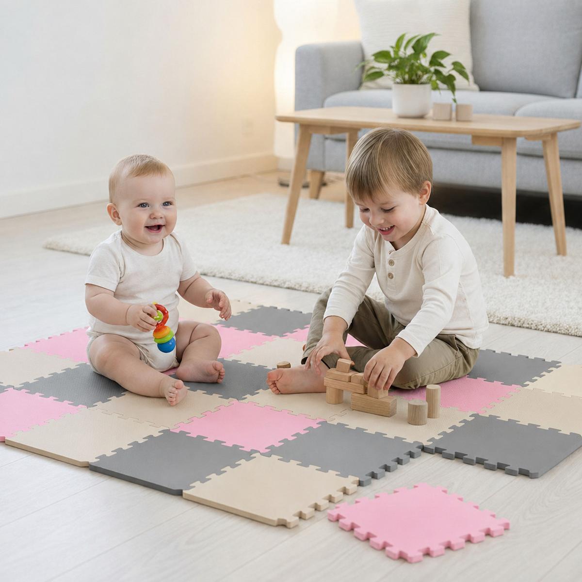 SPIELMATTE ab Null - 270/90 cm Puzzlematte Grau - Multicolor, Kunststoff (30/30cm) - Littletom