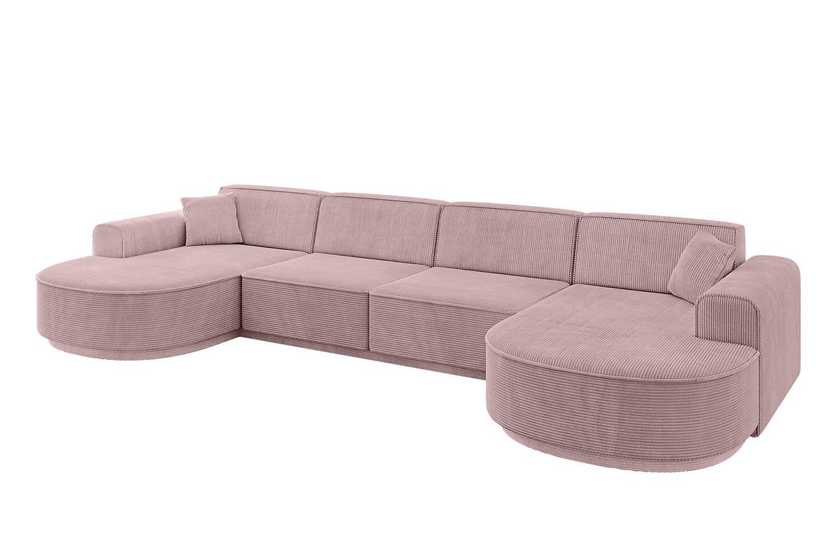 WOHNLANDSCHAFT MARI-U2 - 388x171x79 cm Rosa Cord - Schwarz/Rosa, Holzwerkstoff/Kunststoff (388/79/171cm) - ALTDECOR