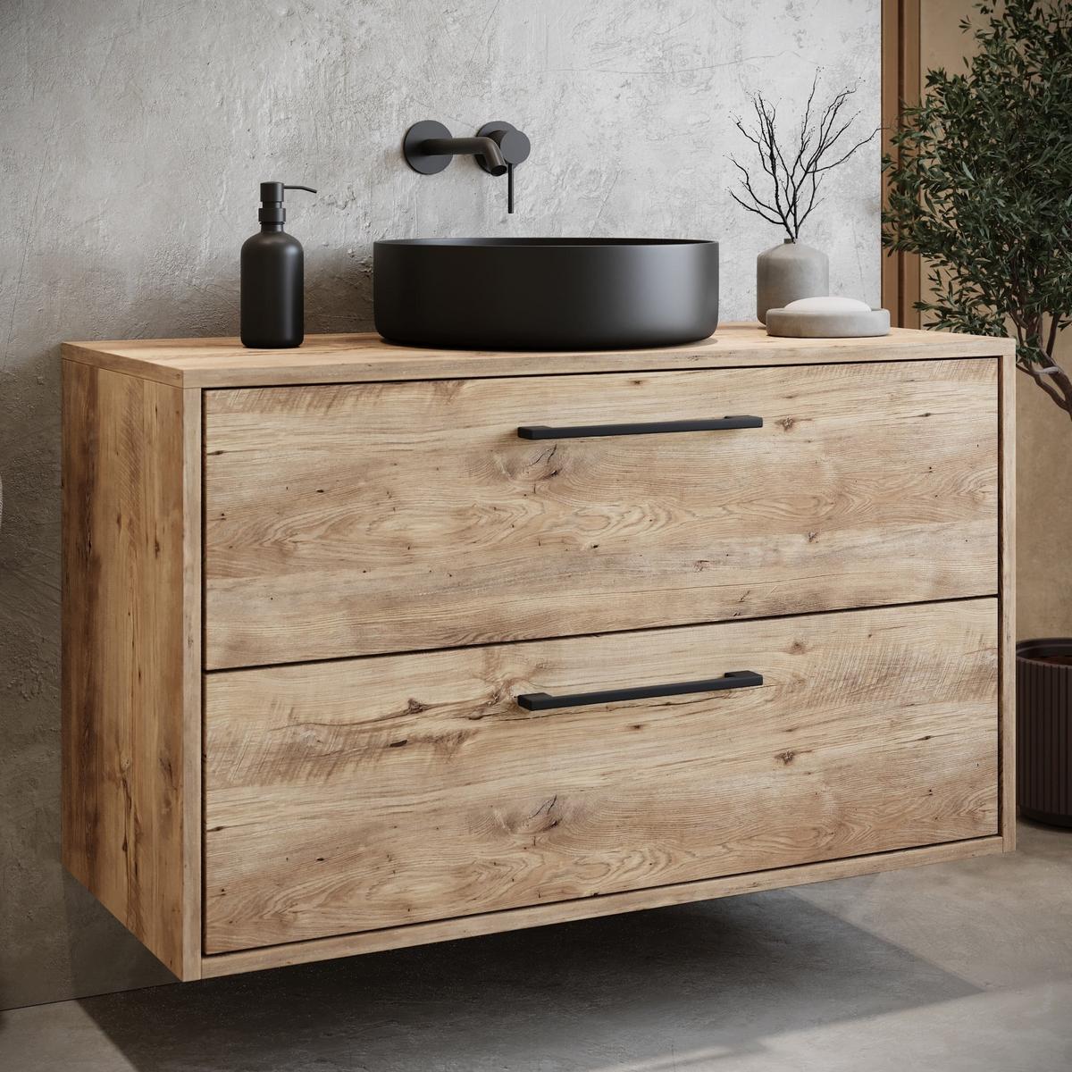 WASCHBECKENUNTERSCHRANK Florence 2 Schubladen Kastanien Eiche - 80 x 46 x 46 cm - Eichefarben, Holz (80/46/46cm) - Badplaats