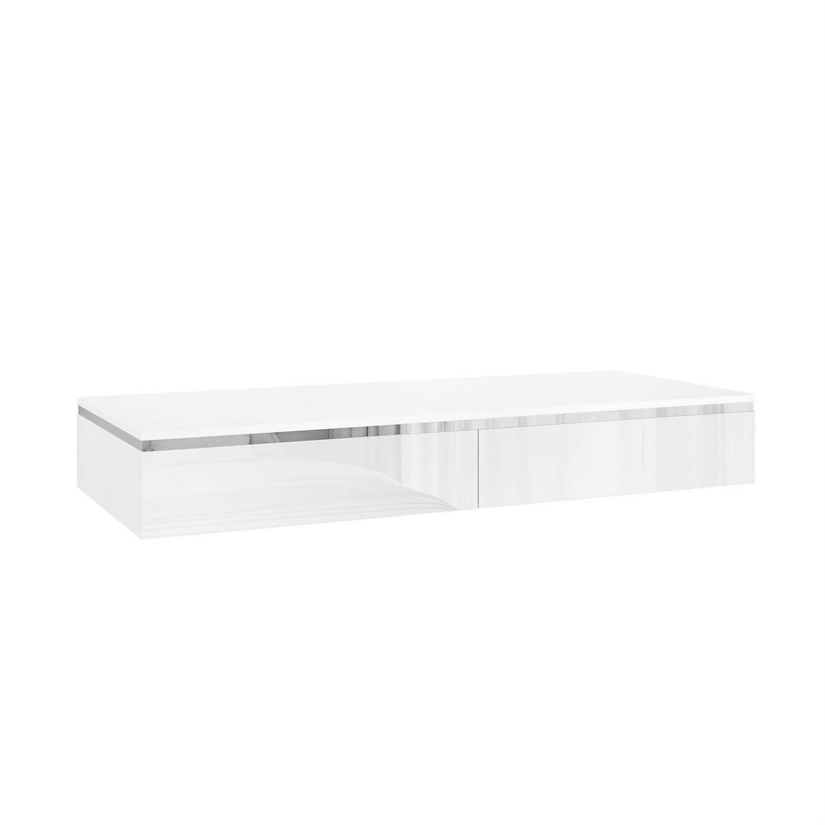 KONSOLEN AURORA SILVER Hängend Hochglanz Weiß - Weiß Hochglanz, Holzwerkstoff (102/15/43.6cm) - Lookway