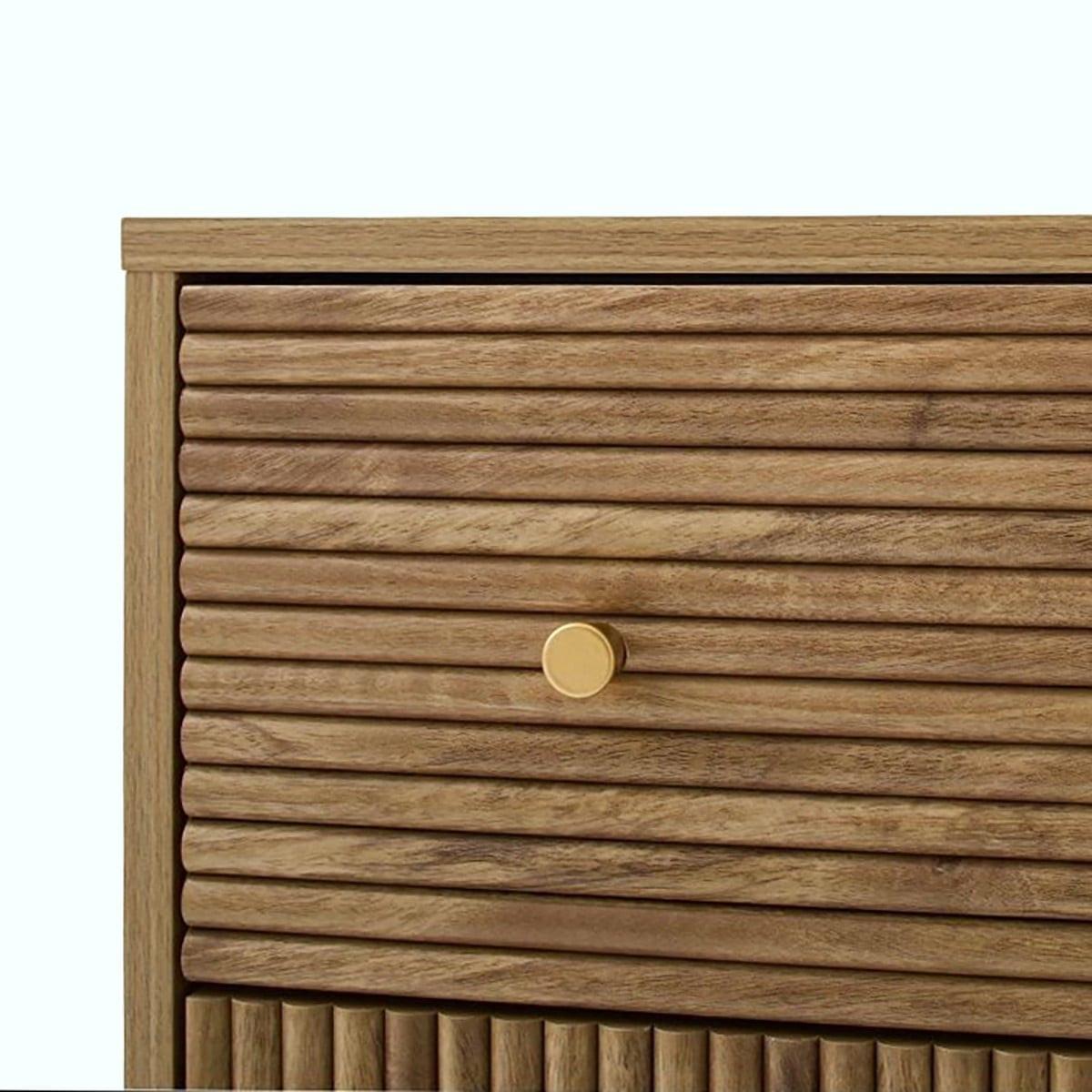 KOMMODE mit 3 Schubladen und Lamellenfronten - Eden 80/40/75 cm - Eschefarben, Holzwerkstoff (40/75/48cm) - Calicosy