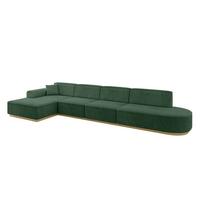 ECKSOFA Ottomane Links IREA-L3-v2 - 412x165x80 cm Grün - Currygelb, Holzwerkstoff/Textil (412/165cm) - ALTDECOR