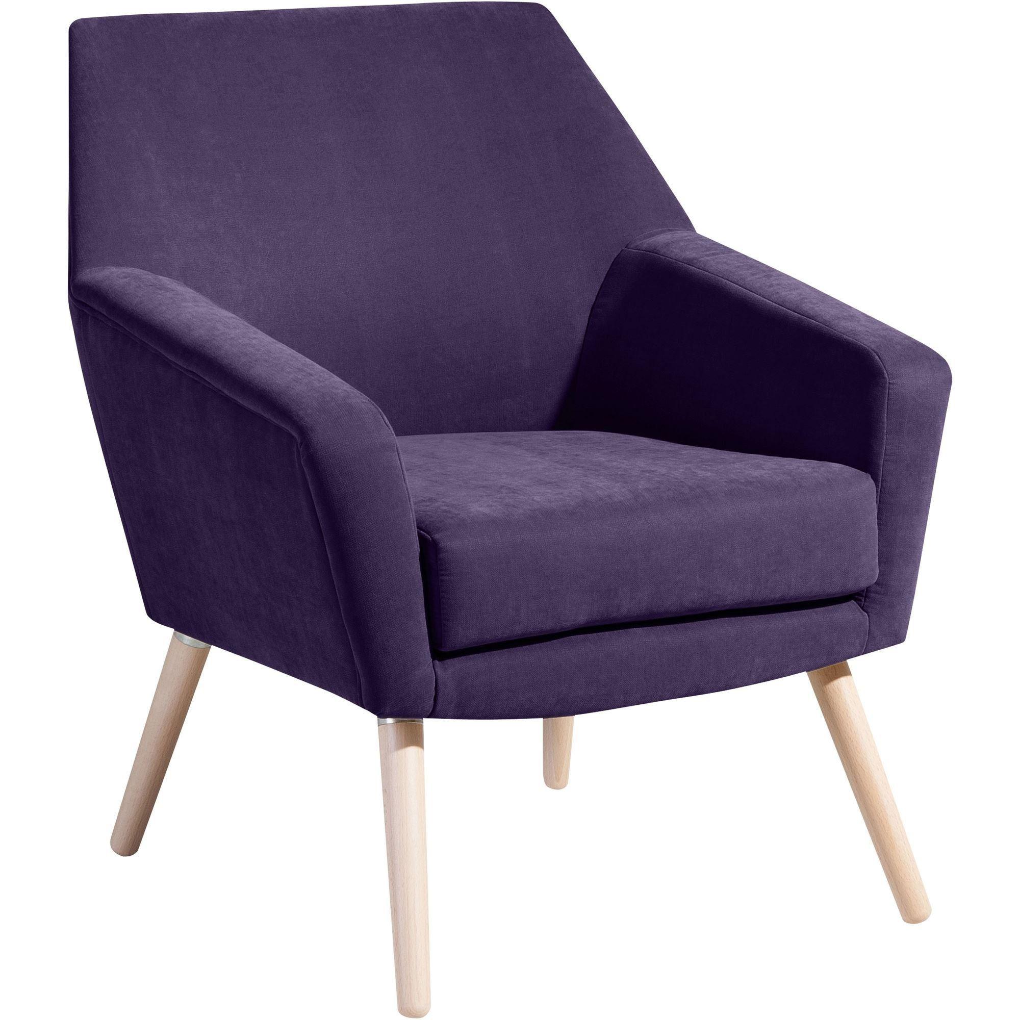 SESSEL Kachka Bezug Veloursstoff Buche natur / violett - Lila, Kunststoff (71/81/67cm) - 58aufmkessel