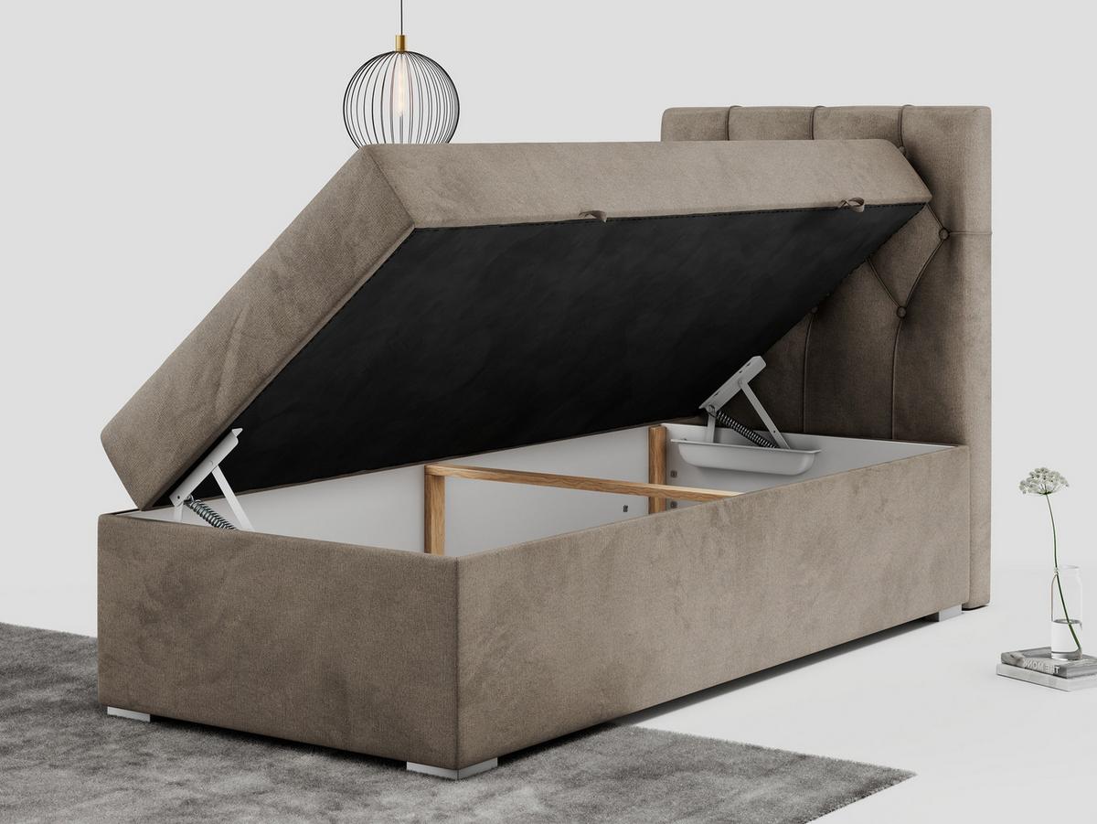 BOXBETT ALDA 90/200 Braun Velvet - H3 - Rechts Seite - Braun, Holz/Textil (90/200cm) - MKS