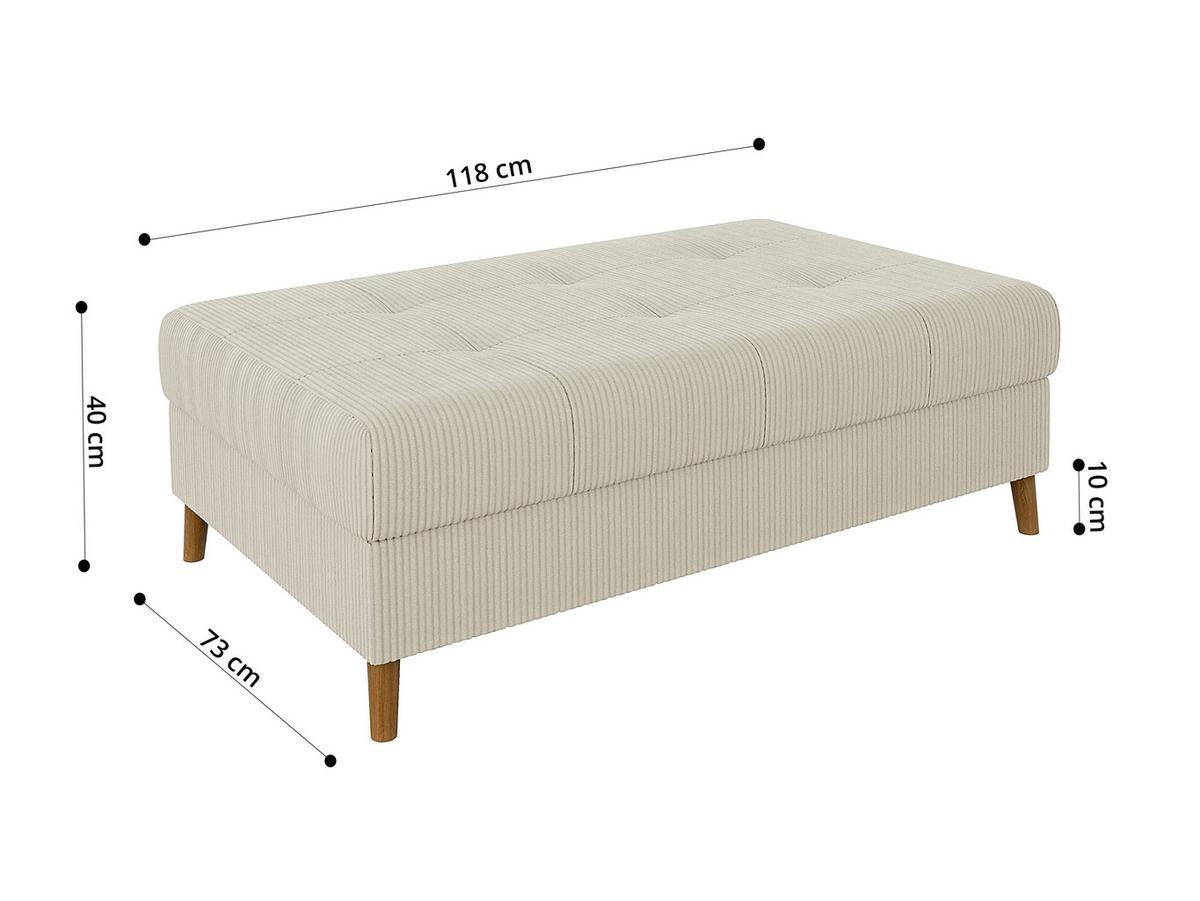 ECKSOFA inkl. Hocker Alma Beige Cord - Ottomane rechts - Beige/Braun, Holz/Textil (231/161cm) - S-Style Möbel