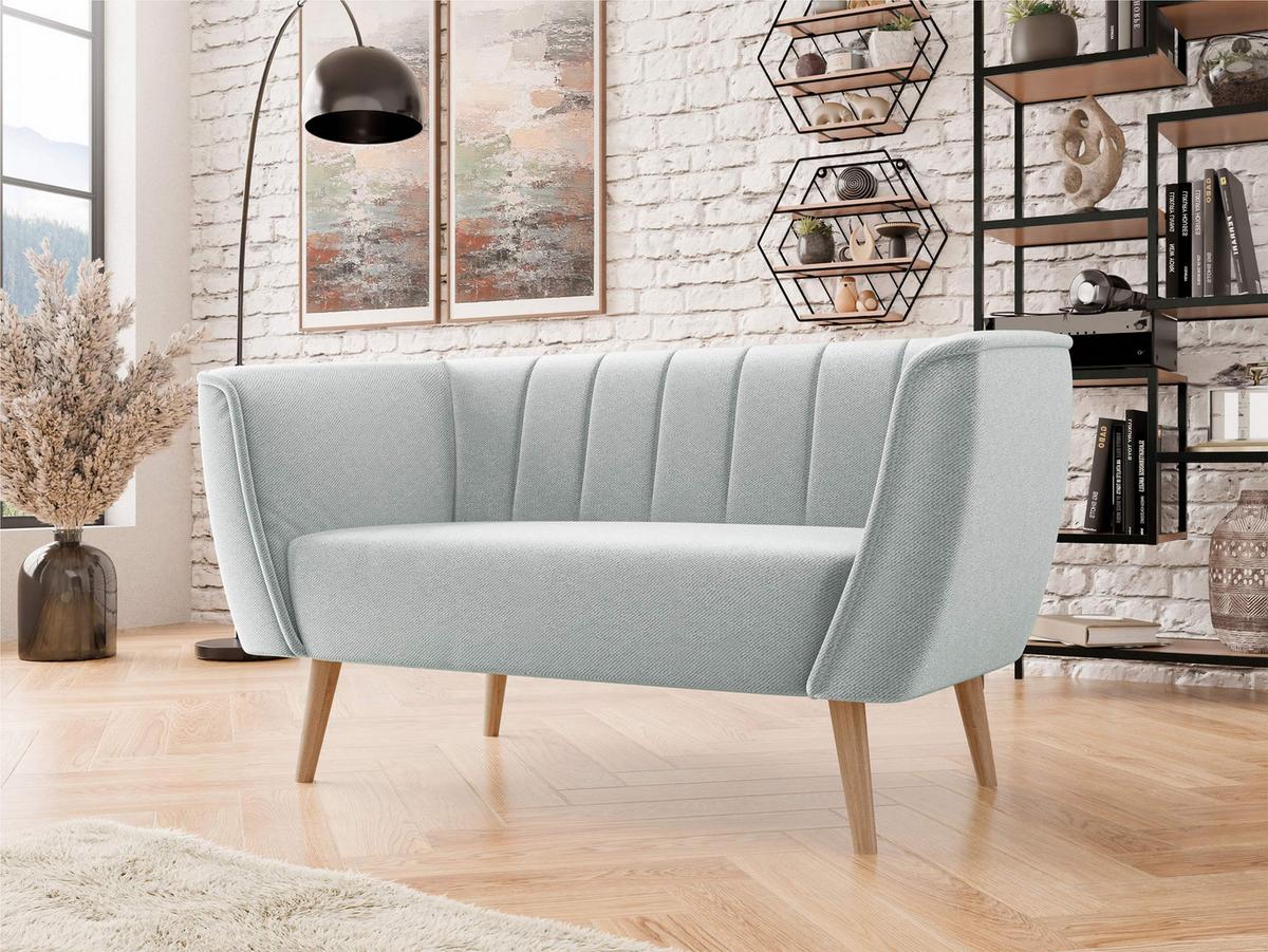 SOFA Pas 2 - Hellgrau/Naturfarben, Holz/Textil (142/75/74cm) - MIRJAN24
