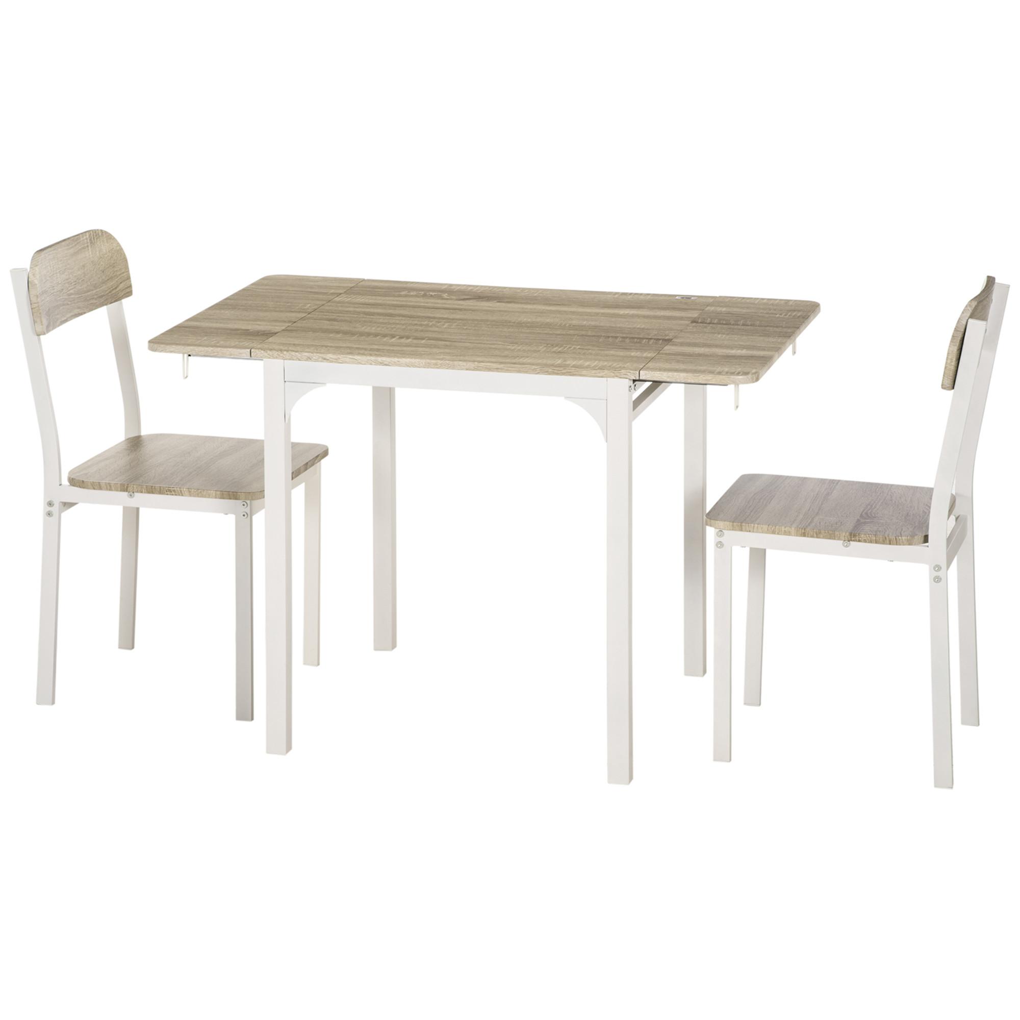 ESSGRUPPE, MDF, Stahl, Natur+Weiß - Naturfarben, Kunststoff (70/75/110cm) - HOMCOM