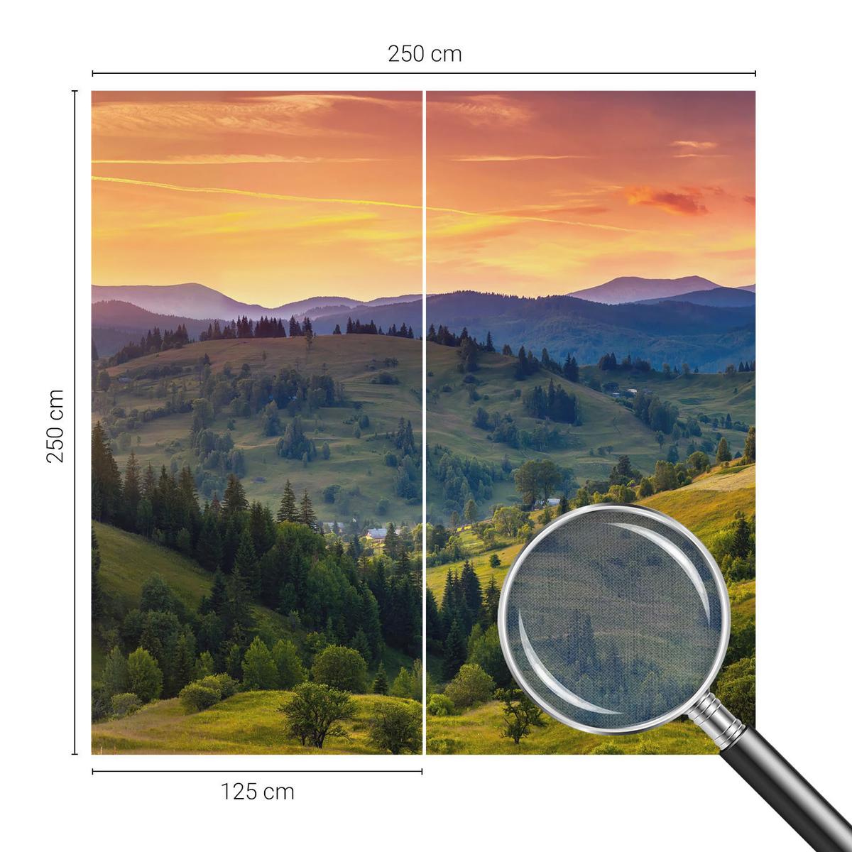 FOTOTAPETE 250x250 cm - Berglandschaft - Gelb, Textil (250/250cm) - Wallfluent