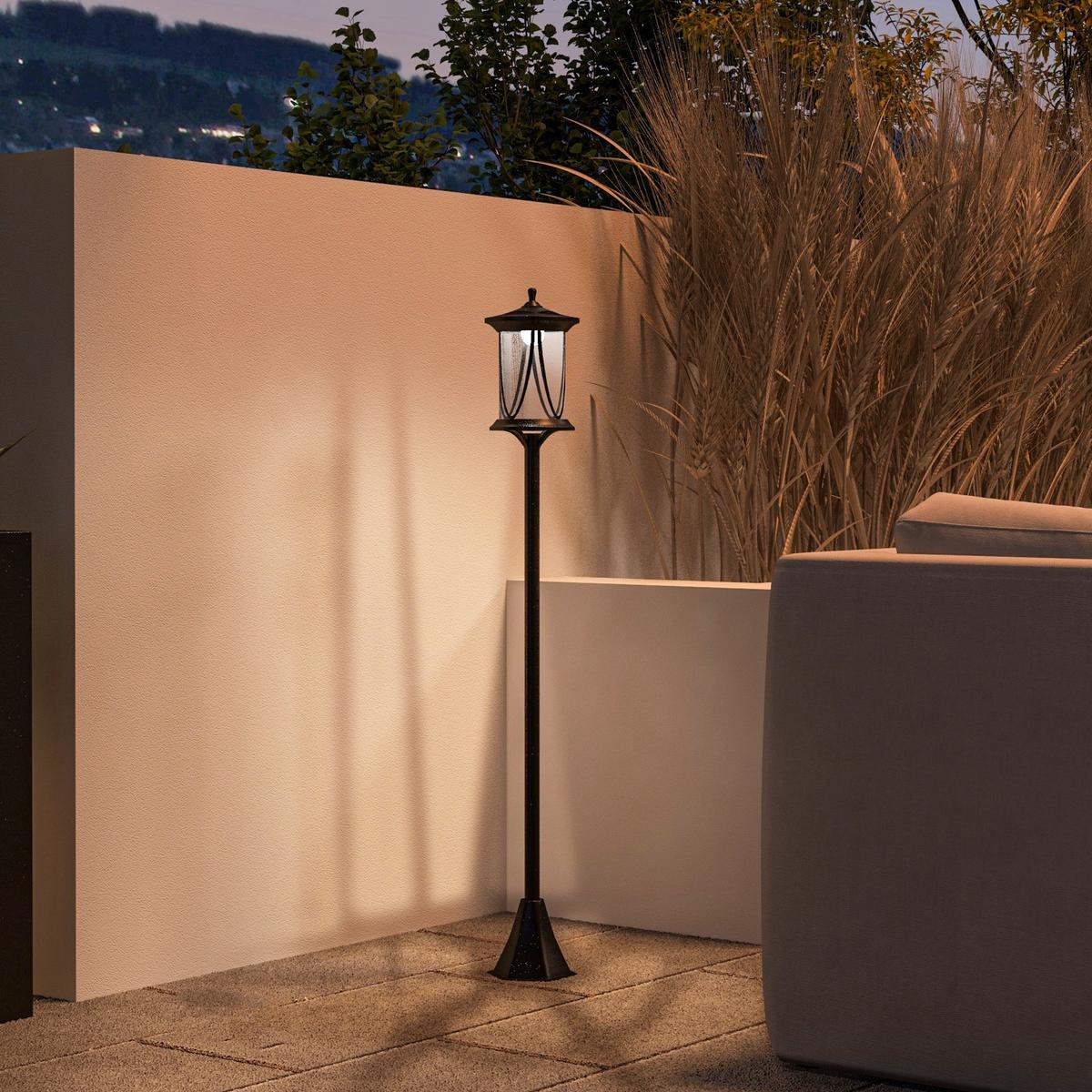 SOLAR Gartenlaterne 127 cm Gartenlampe mit Kaltweiß LED Licht für Außen, Schwarz - Schwarz, Kunststoff (17/17/127cm) - Outsunny